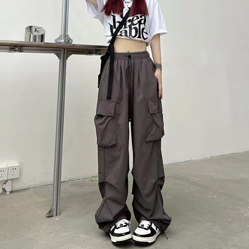 Casual Oversize Solid Low Waist Pants Drawstring Wide Leg Baggy Sweatpants