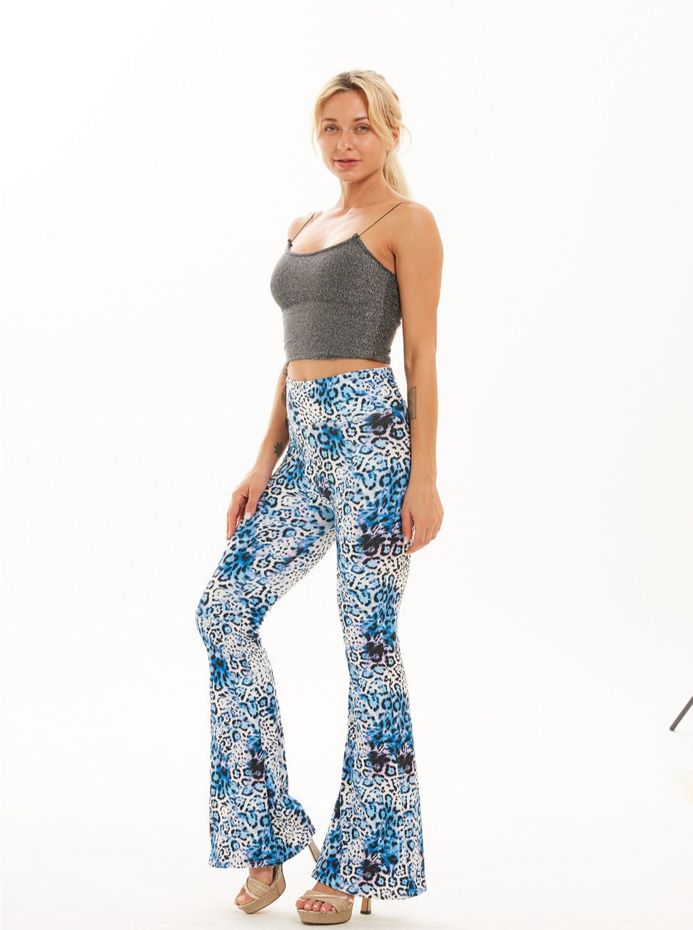 Casual, strak zittende broek met print 