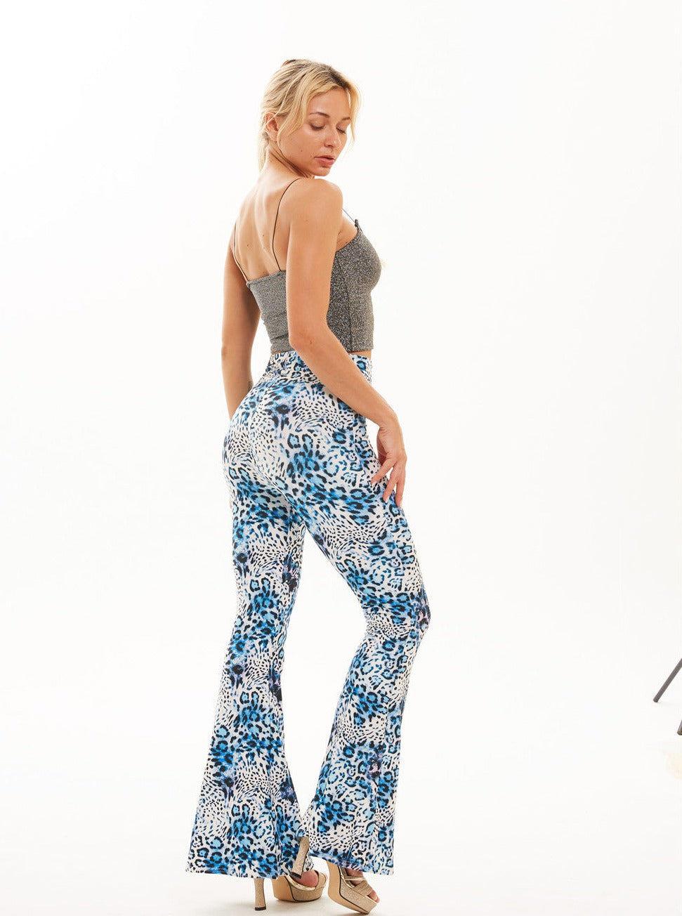 Casual, strak zittende broek met print 