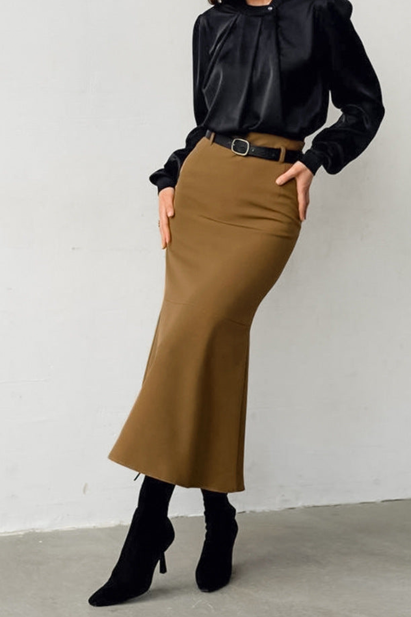 Elegante midi-rok met hoge taille