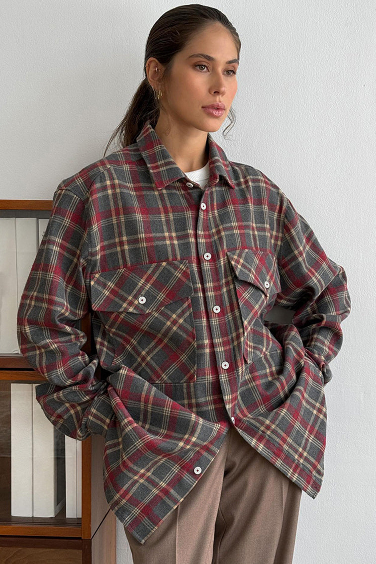 Casual Oversized Plaid Flannel Shirt