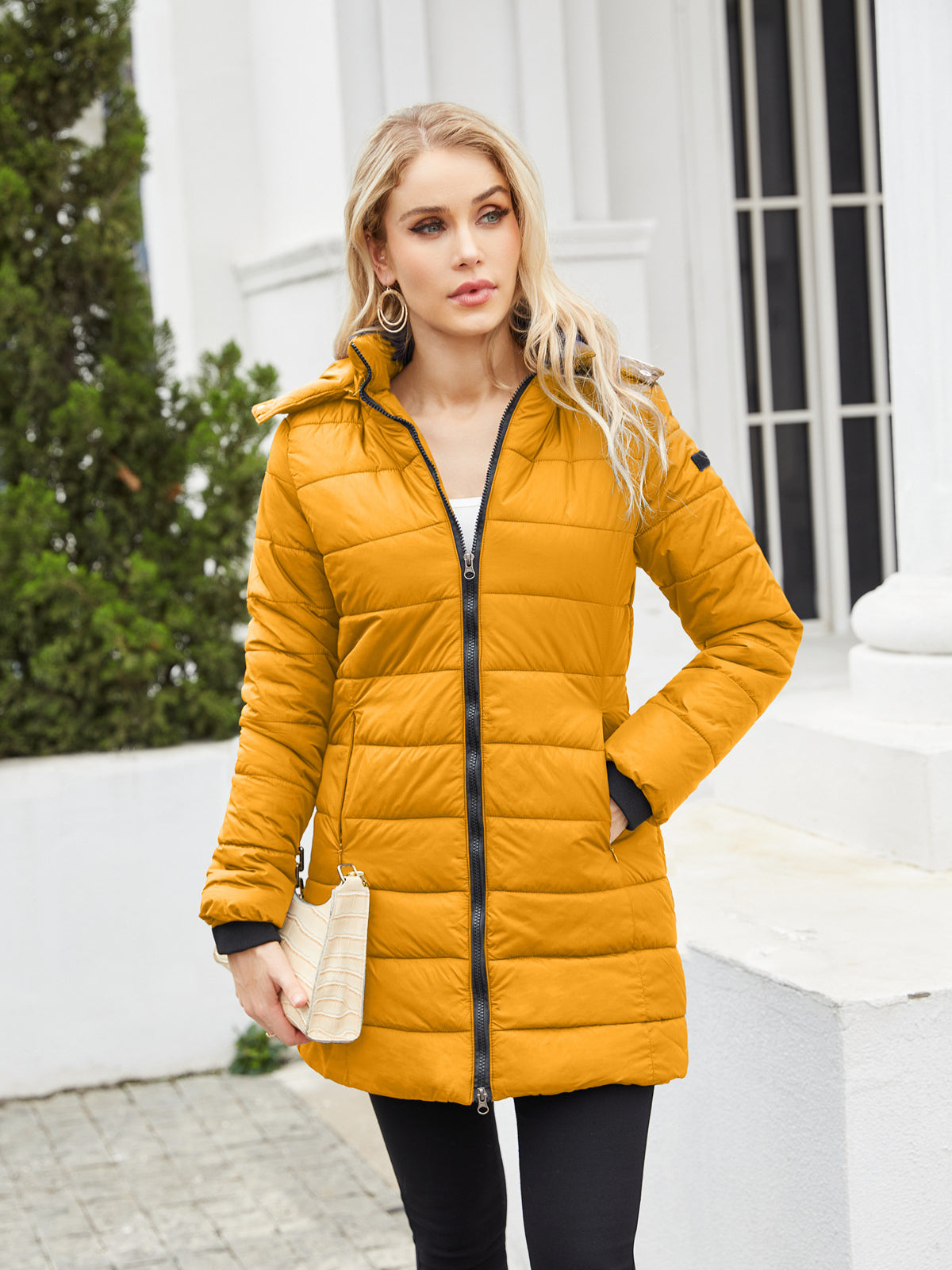 Steppjacke Damen Lang Warm Gefüttert – Leichte Winterjacke Mit Kapuze