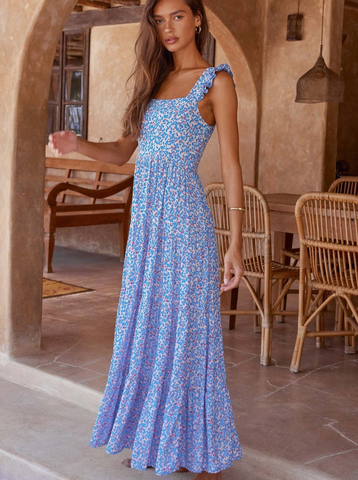 Bohemian Halter Flowy Midi-jurk 