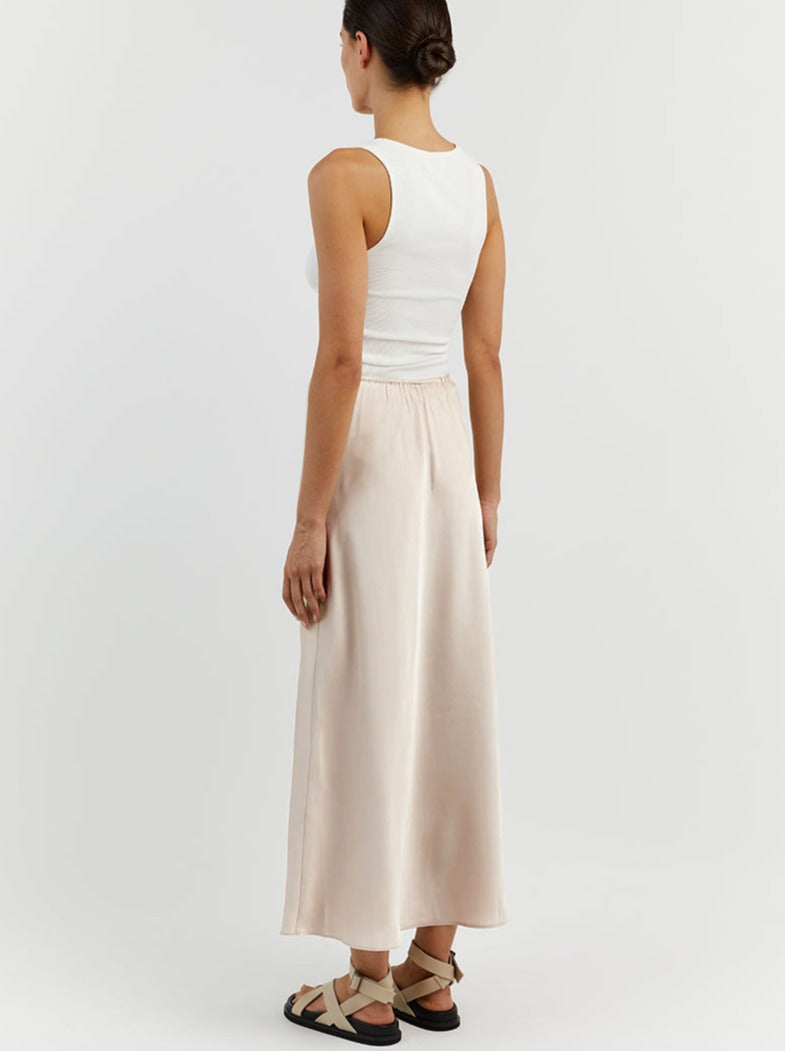 Beige Tie Wait Maxi Skirt