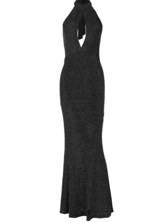 Elegante halter open buste fluwelen maxi-jurk 