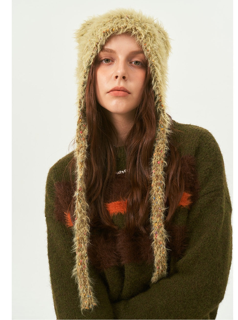 Green Warm Bear Winter Beanie Hat for Women