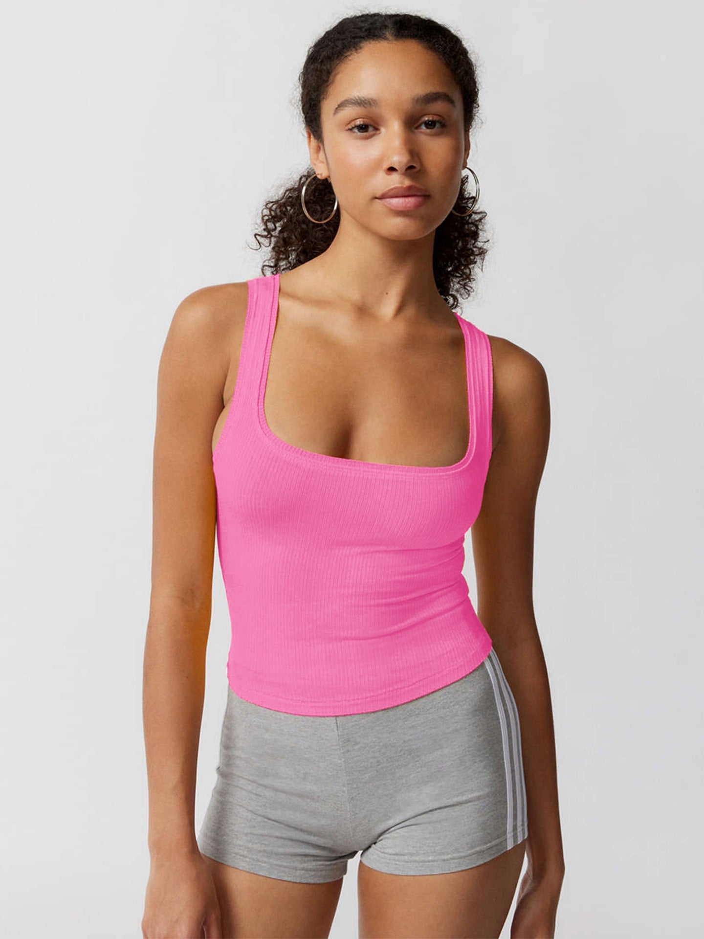 Roze gebreide sexy bodycon crop top 