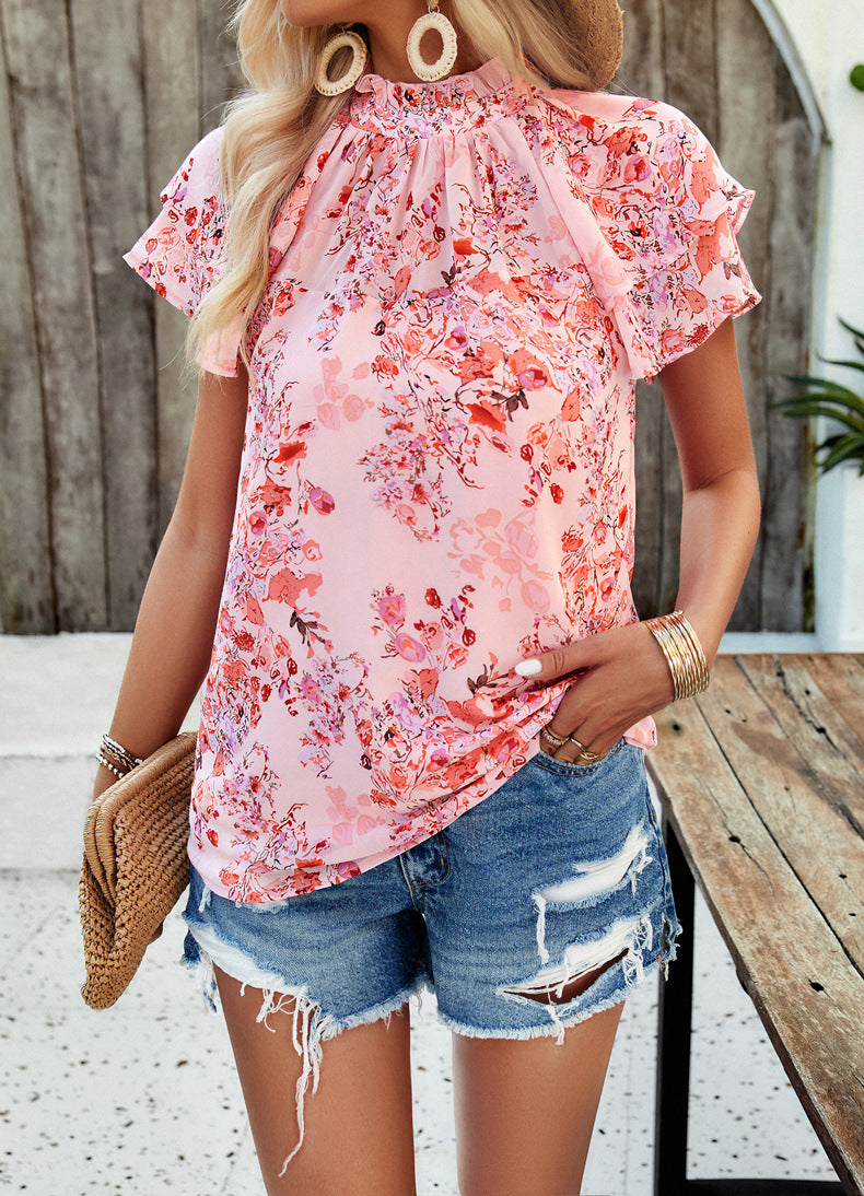 Pink Casual Abstract Printed Blouse