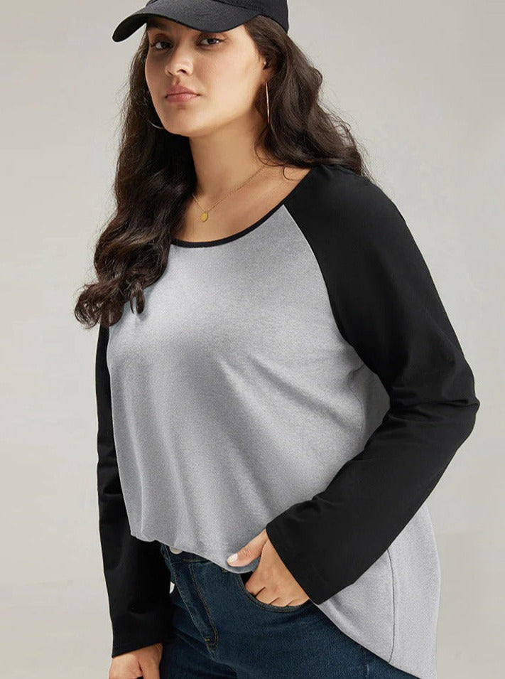 Losse splitsende niche casual top met lange mouwen 