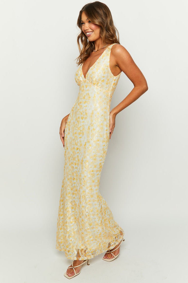 Elegante V-hals mouwloze maxi-jurk 