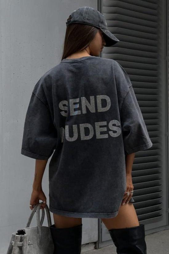 Trendy Oversize Streetwear Distressed Letter Printed Cotton Shirt