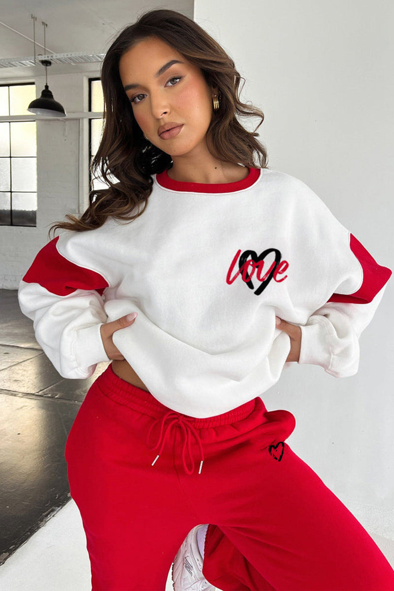 Set van dames "Love" bedrukt sweatshirt en casual broek