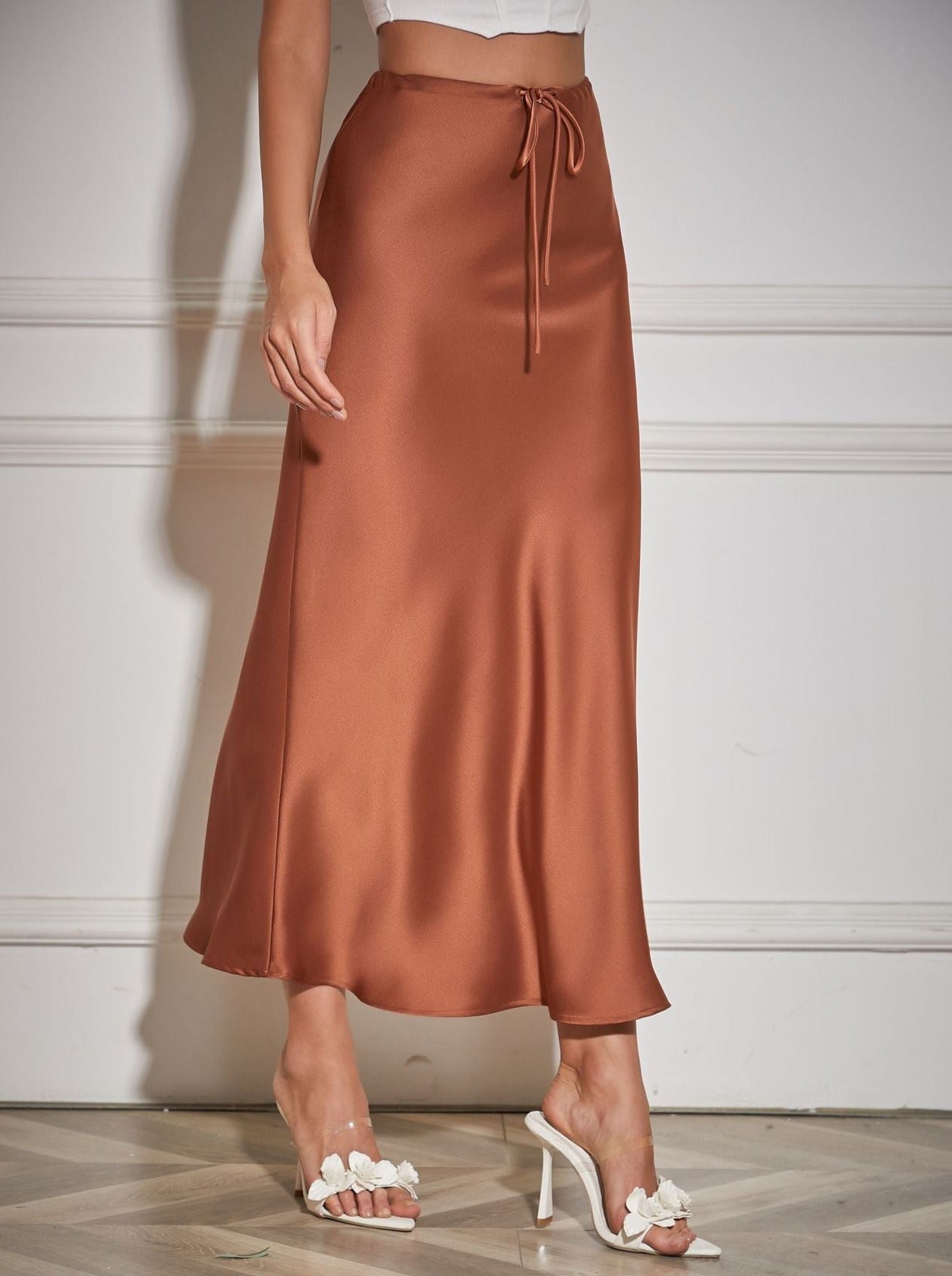 Brown Tie Wait Maxi Skirt