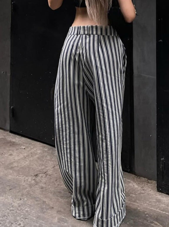 Losse gestreepte broek voor dames in streetstyle 