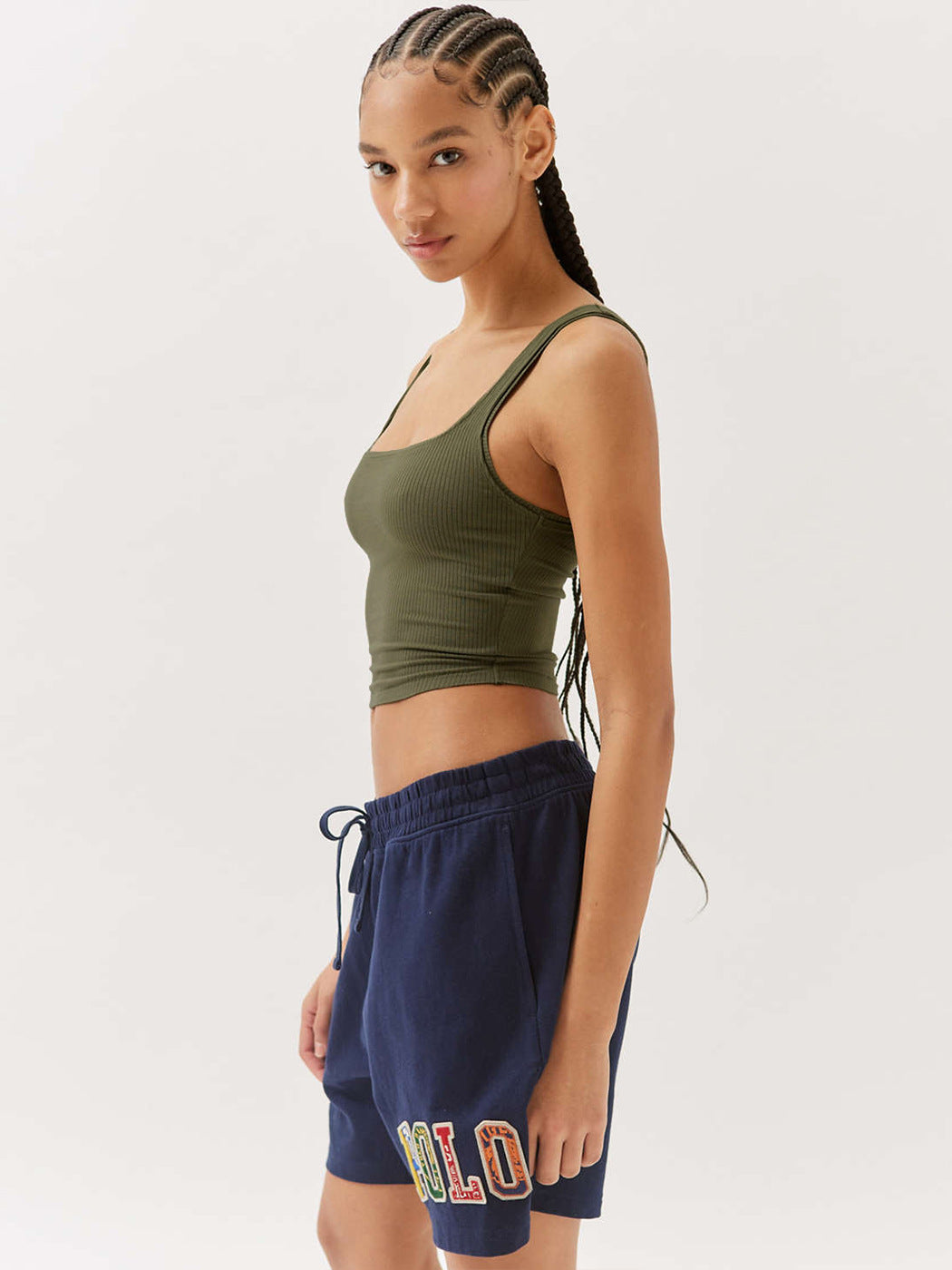 Groene gebreide sexy bodycon crop top 