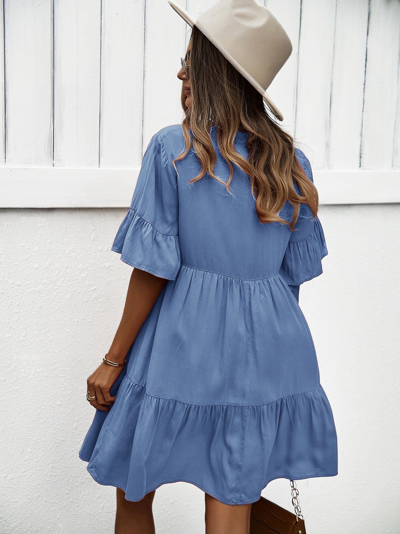 Blue Layered A-Line Dress