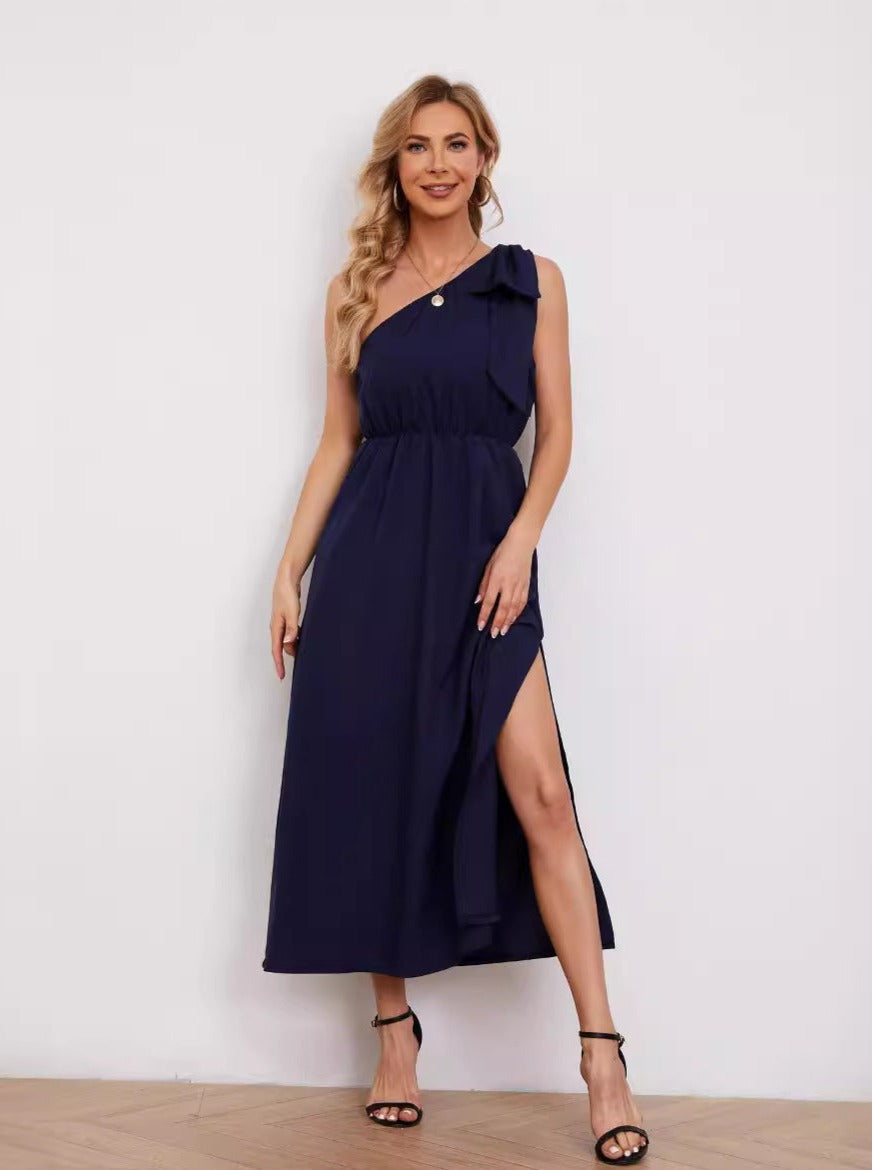 Elegant One Shoulder Slit Dress