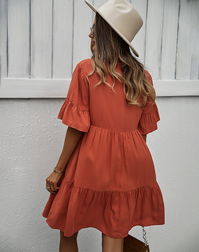 Orange Layered A-Line Dress