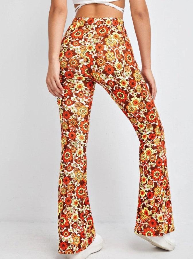 Sexy broek met hoge taille en bloemenprint 