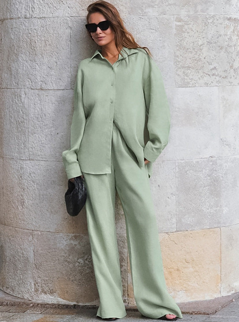 Casual Solid Color Oversized Long Sleeve and Pants