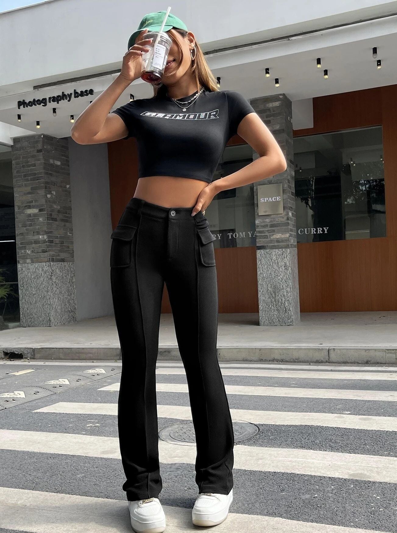 High Waist Elastic Flare Pants