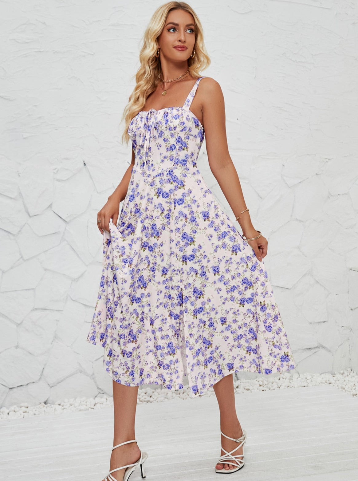 Floral Printed Sleeveless Sun Dress