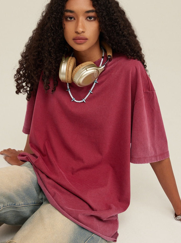 Modieus rood distressed gradient shirt met korte mouwen 