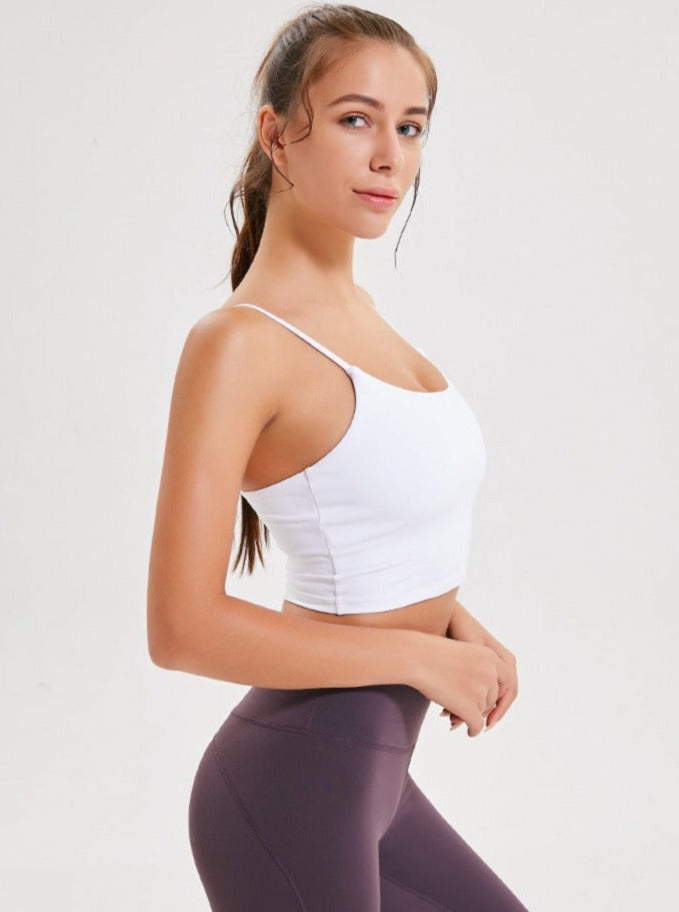 Lichtpaarse mouwloze sportyoga crop top 