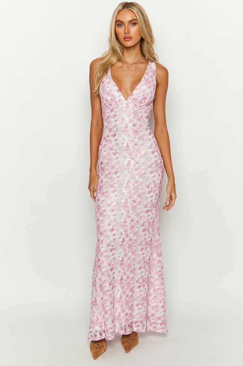 Elegante V-hals mouwloze maxi-jurk 