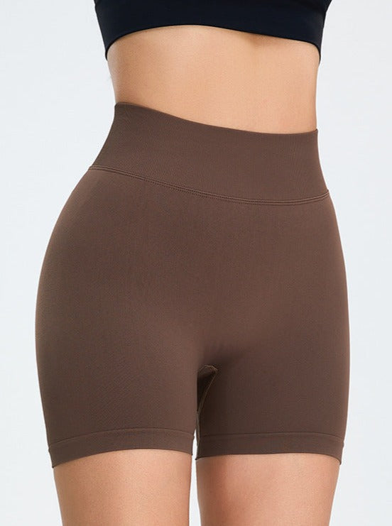 Brown Seamless High-Waisted Butt-Lifting Sports Short