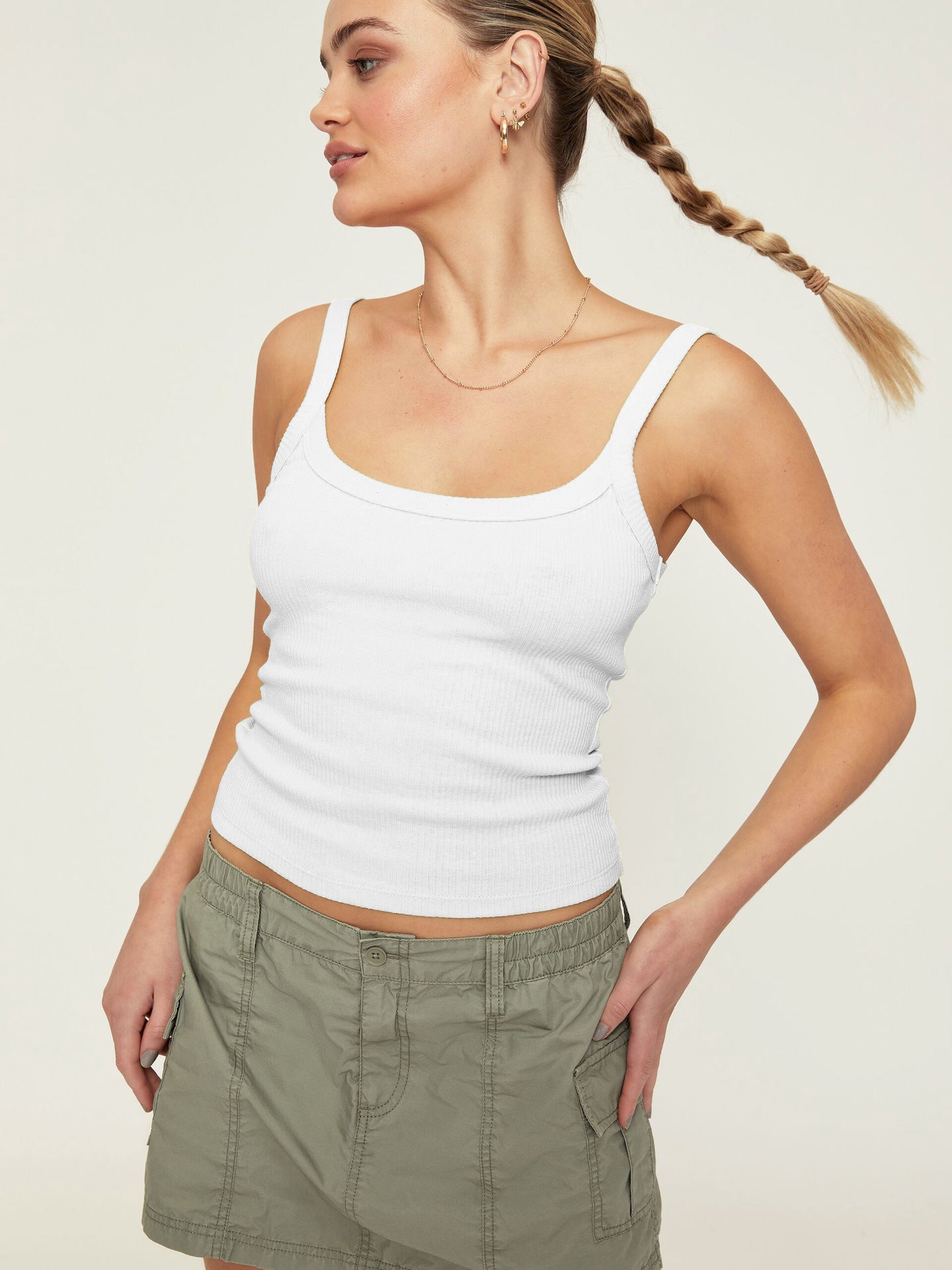 Witte Sexy Gebreide Camisole Mouwloze Crop Top 