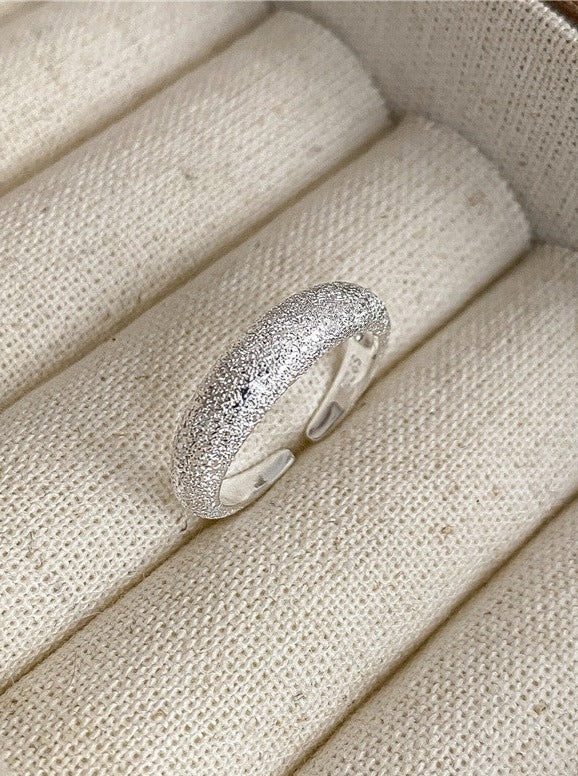 Elegant Sterling Silver Sand Texture Adjustable Ring