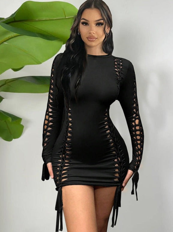 Cut-Out Mini Long Sleeve Dress