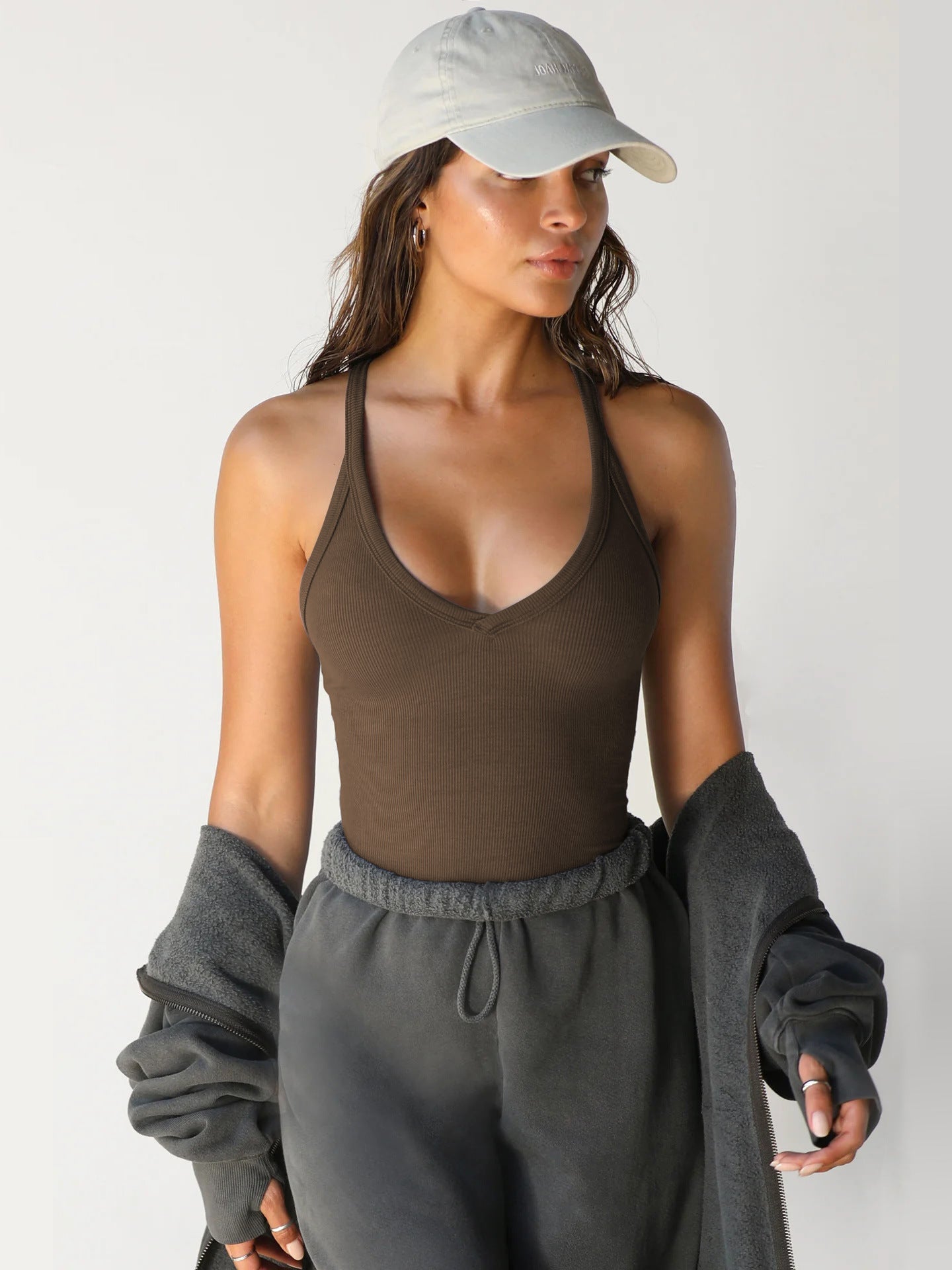 Sexy Casual Halter V-hals Effen Mouwloos Topje 