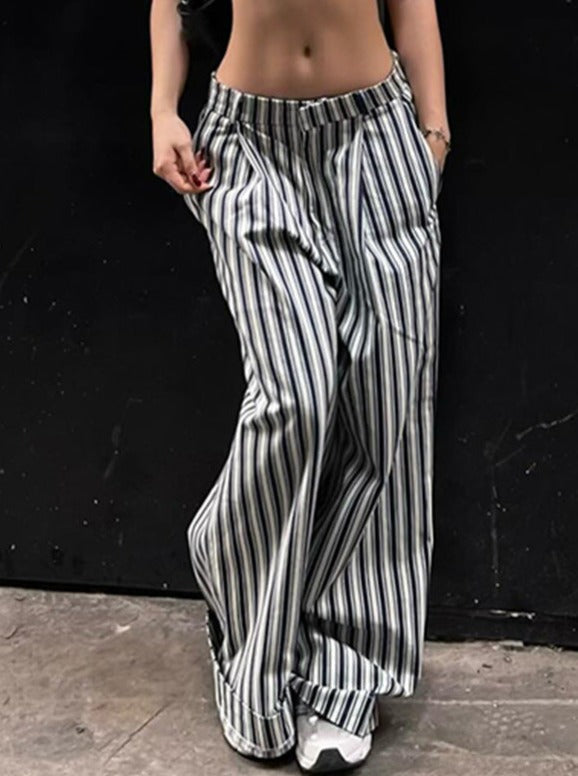 Losse gestreepte broek voor dames in streetstyle 