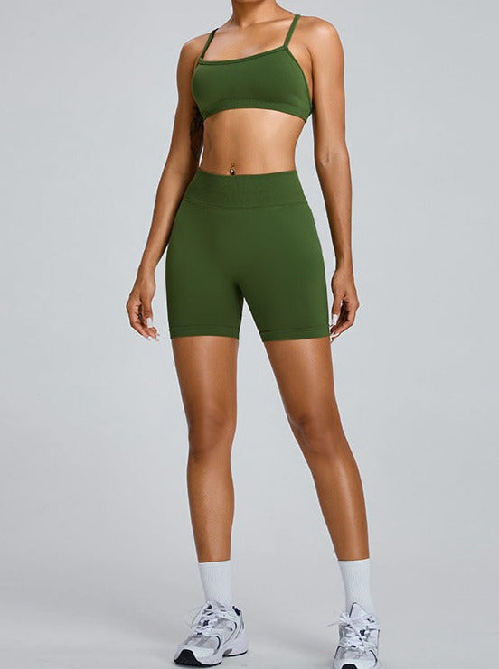 Mintgroene naadloze high-waisted butt-lifting sportshort 