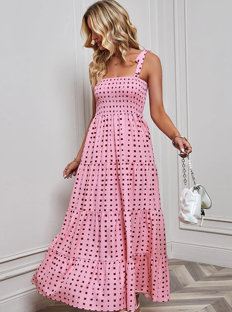 Schattige Polka Dots Lint Schouder Jurk