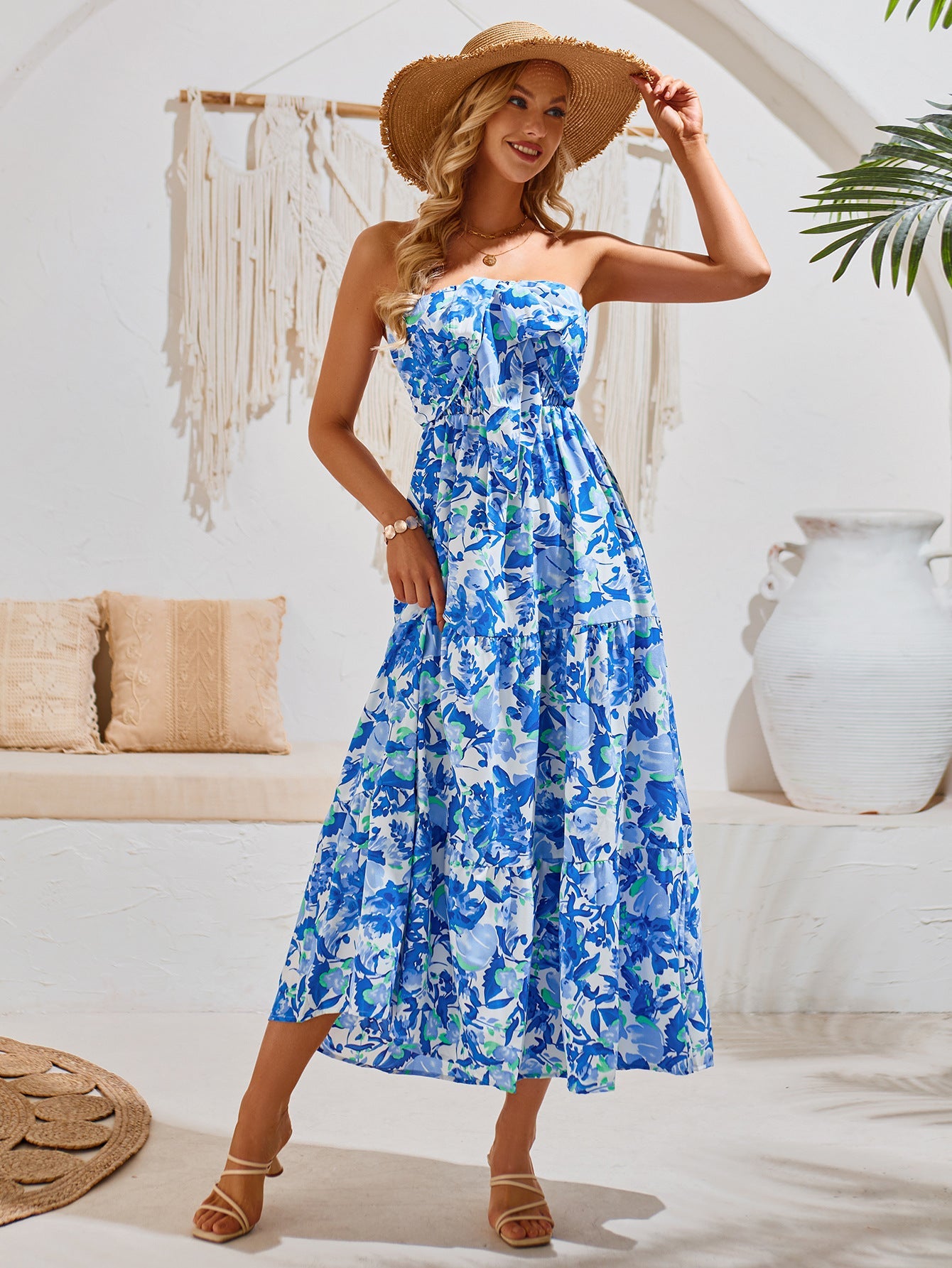 Summer Halter Neck Floral Printed Maxi Dress