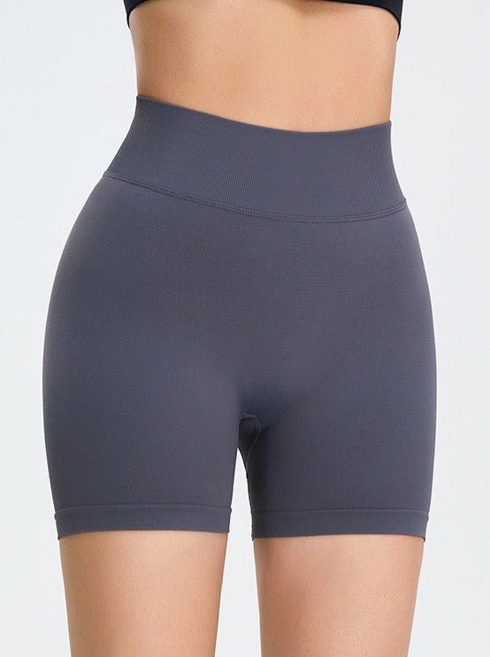 Charcoal Grey Naadloze High-Waisted Billen-Liftende Sportshort 