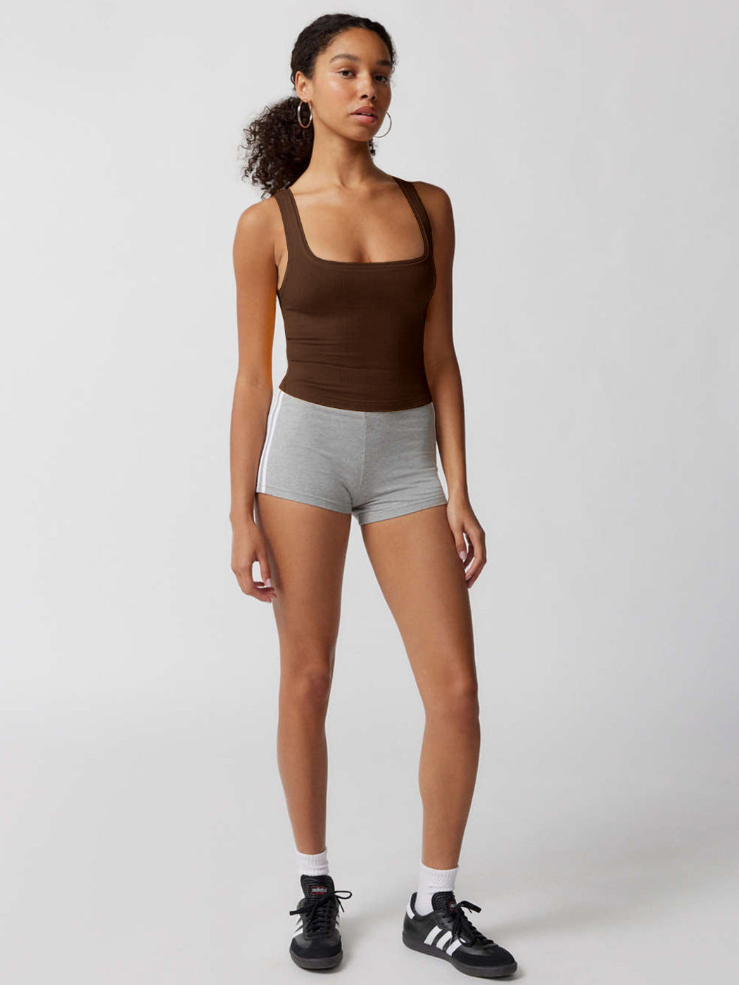 Bruin gebreide sexy bodycon crop top 