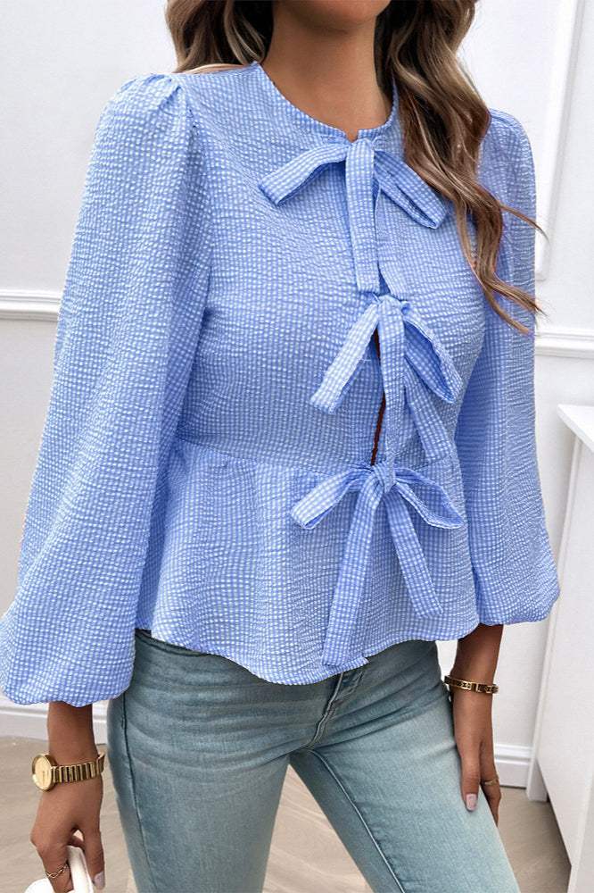 Elegant Bow Ties Accent Blouse