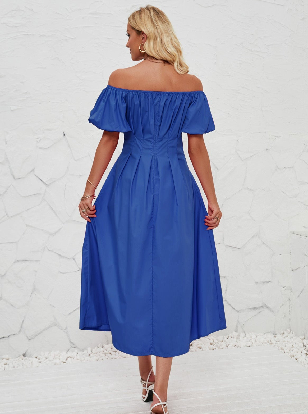 Off Shoulder Midi-jurk met klokmouwen 